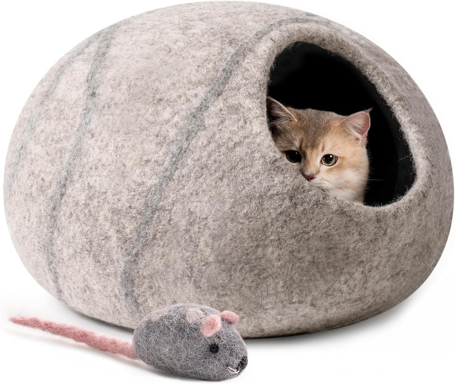 Luxurious Handmade Wool Cat Cave - Opulent Natural Haven for Indoor Cats - Woofcuties