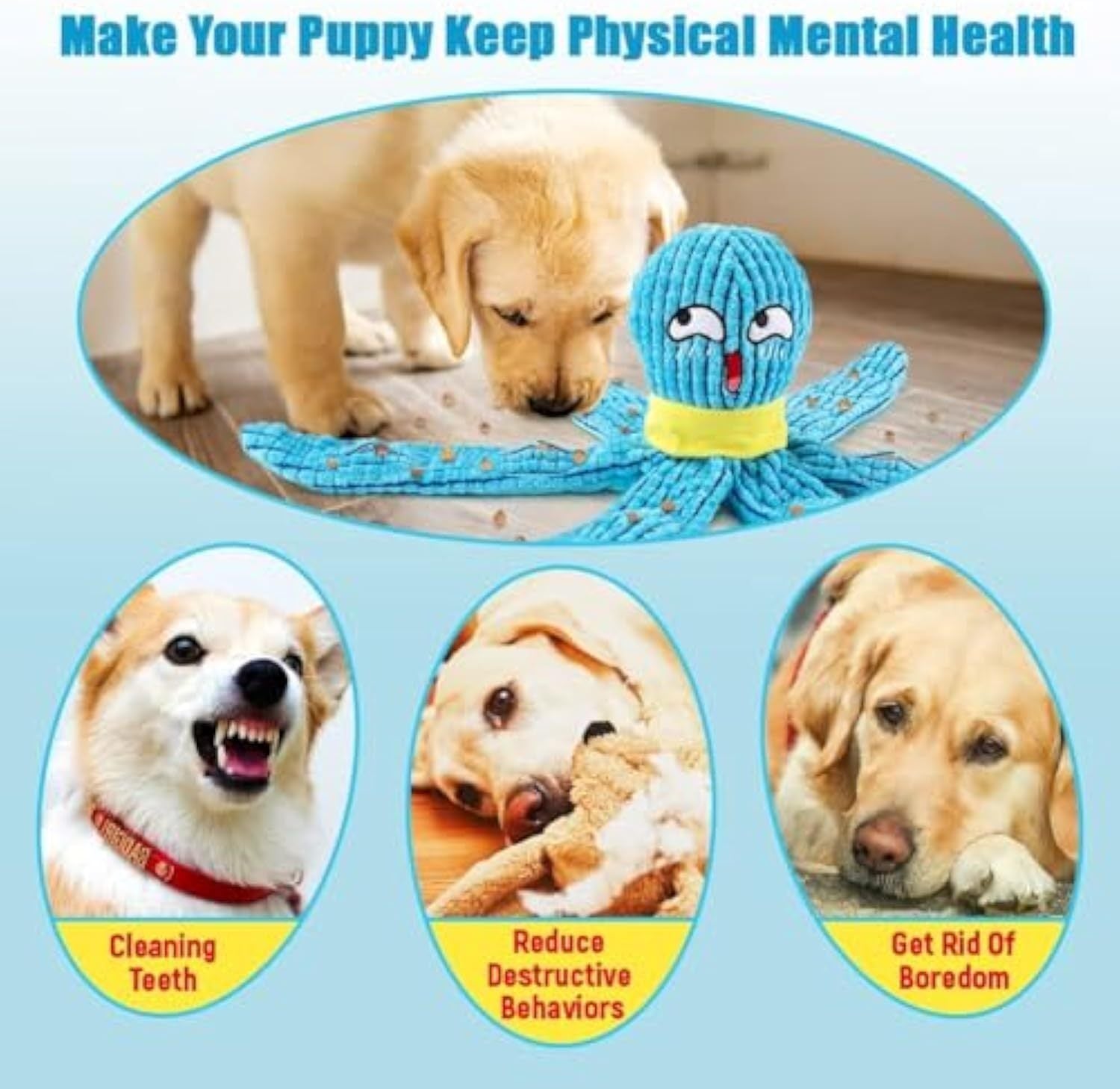 Squeaky Octopus Sniffing Toy - Plush Interactive Puzzle for Stress Relief - Woofcuties