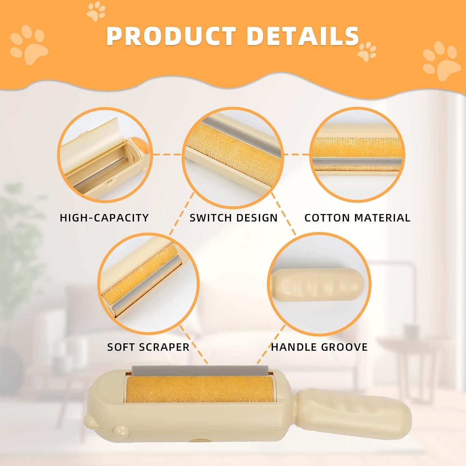 Pet Hair Remover with Self-Cleaning Base - Premium Fur Removal Tool - Woofcuties