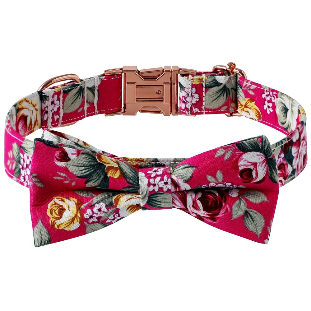 Elegant Cotton Rose Gold Buckle Dog Collar - Woofcuties