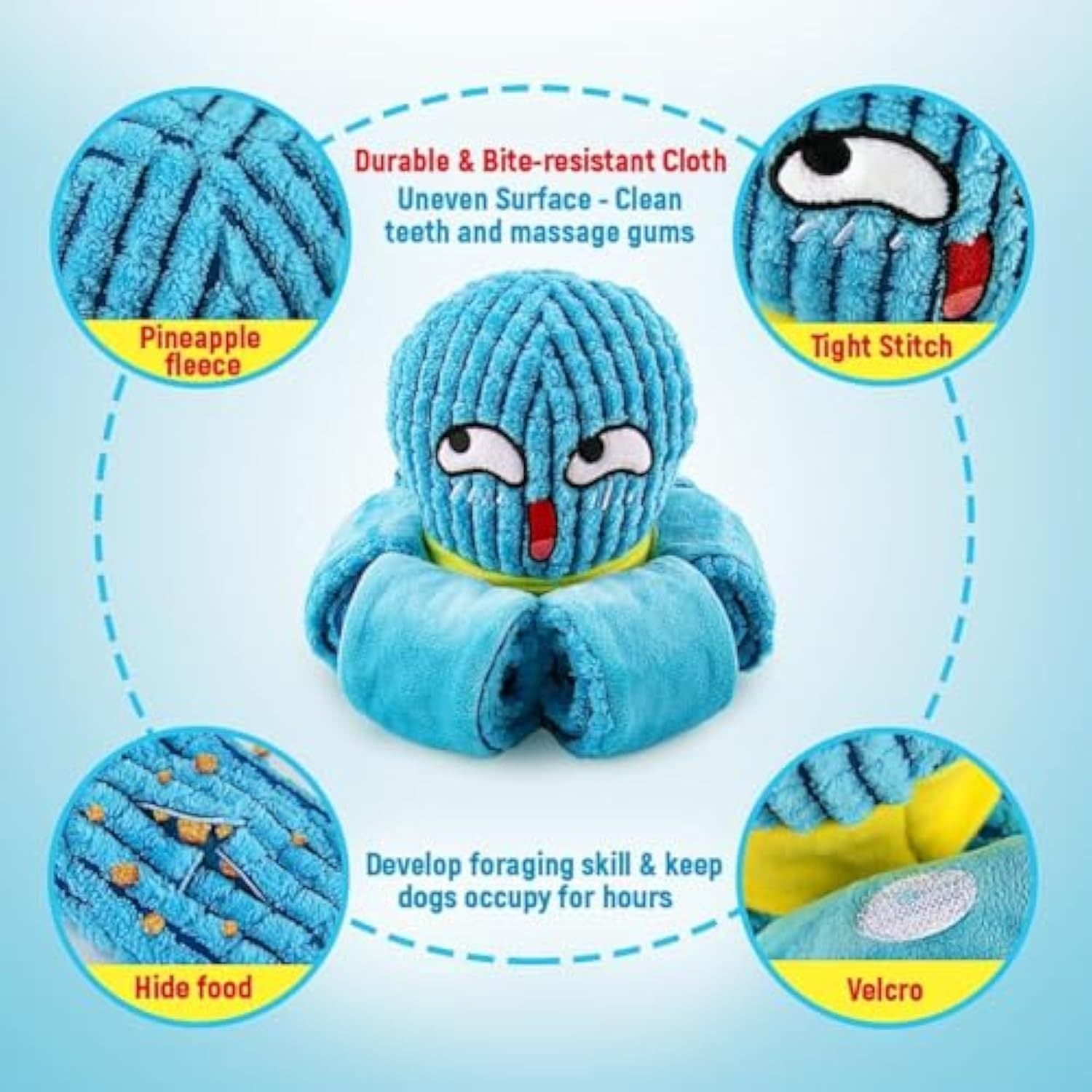 Squeaky Octopus Sniffing Toy - Plush Interactive Puzzle for Stress Relief - Woofcuties