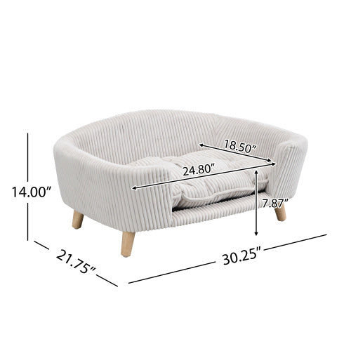 Elevated Pet Perch - Opulent Corduroy Couch for Small Dogs - Woofcuties