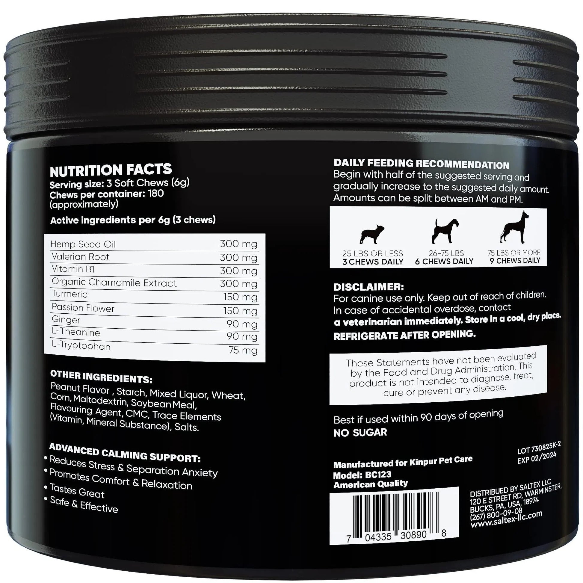 Premium Natural Hemp Calming Chews - Peanut Butter Flavor Stress Relief - Woofcuties