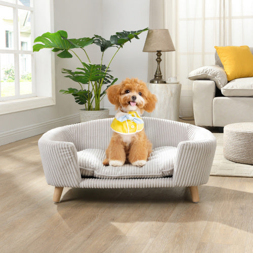 Elevated Pet Perch - Opulent Corduroy Couch for Small Dogs - Woofcuties