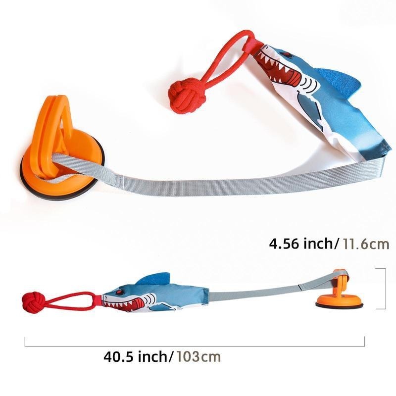 Shark-Shaped Interactive Twin Toy - Squeaky Rope Ball with Suction Cup - Woofcuties