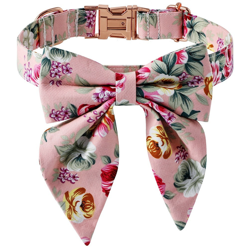 Elegant Cotton Rose Gold Buckle Dog Collar - Woofcuties