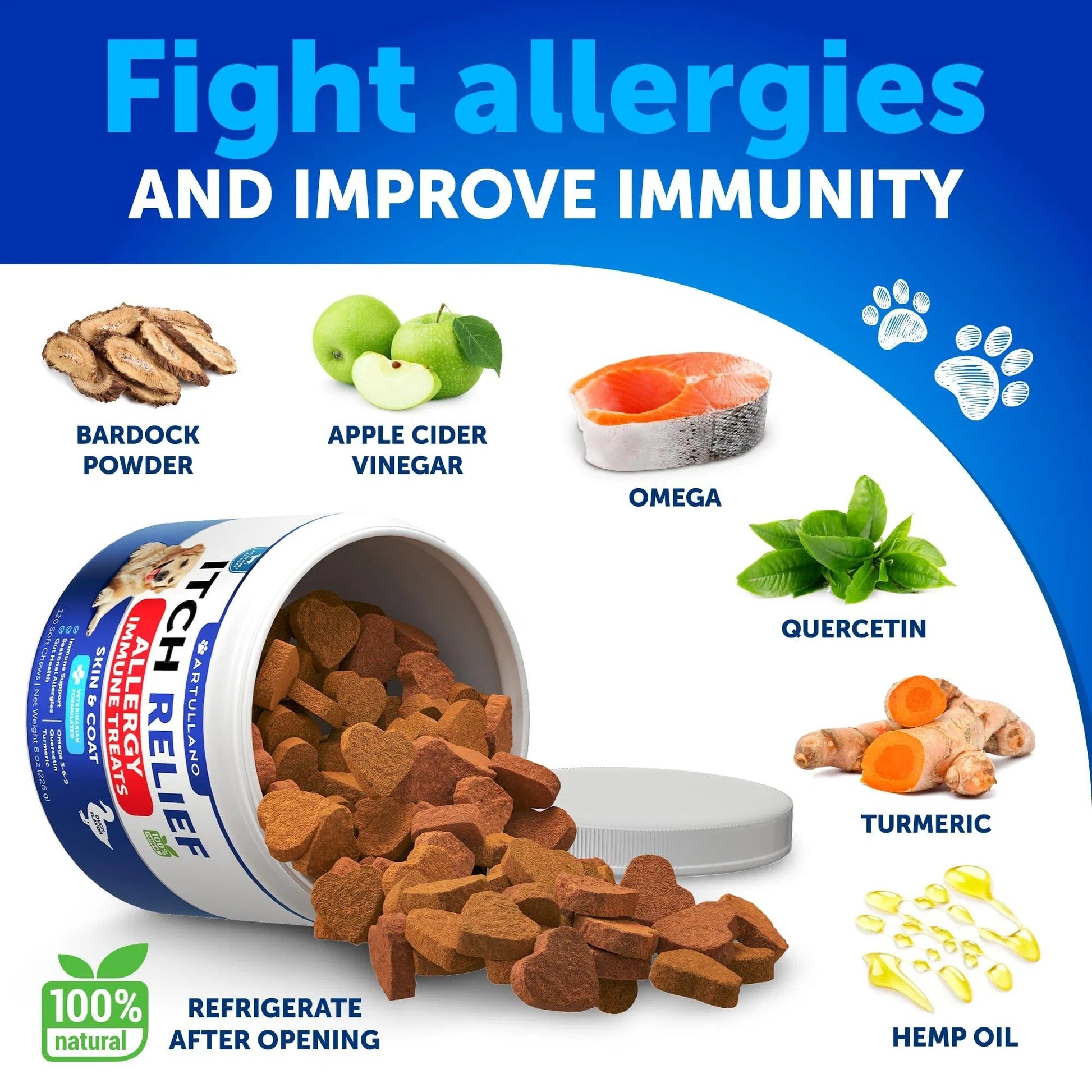 Specialty Allergy Relief Chews - Premium Itching Skin Support for Dogs - Woofcuties