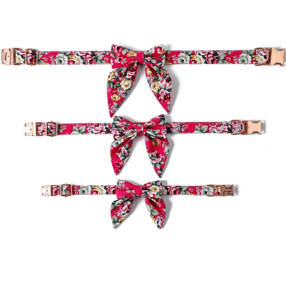 Elegant Cotton Rose Gold Buckle Dog Collar - Woofcuties