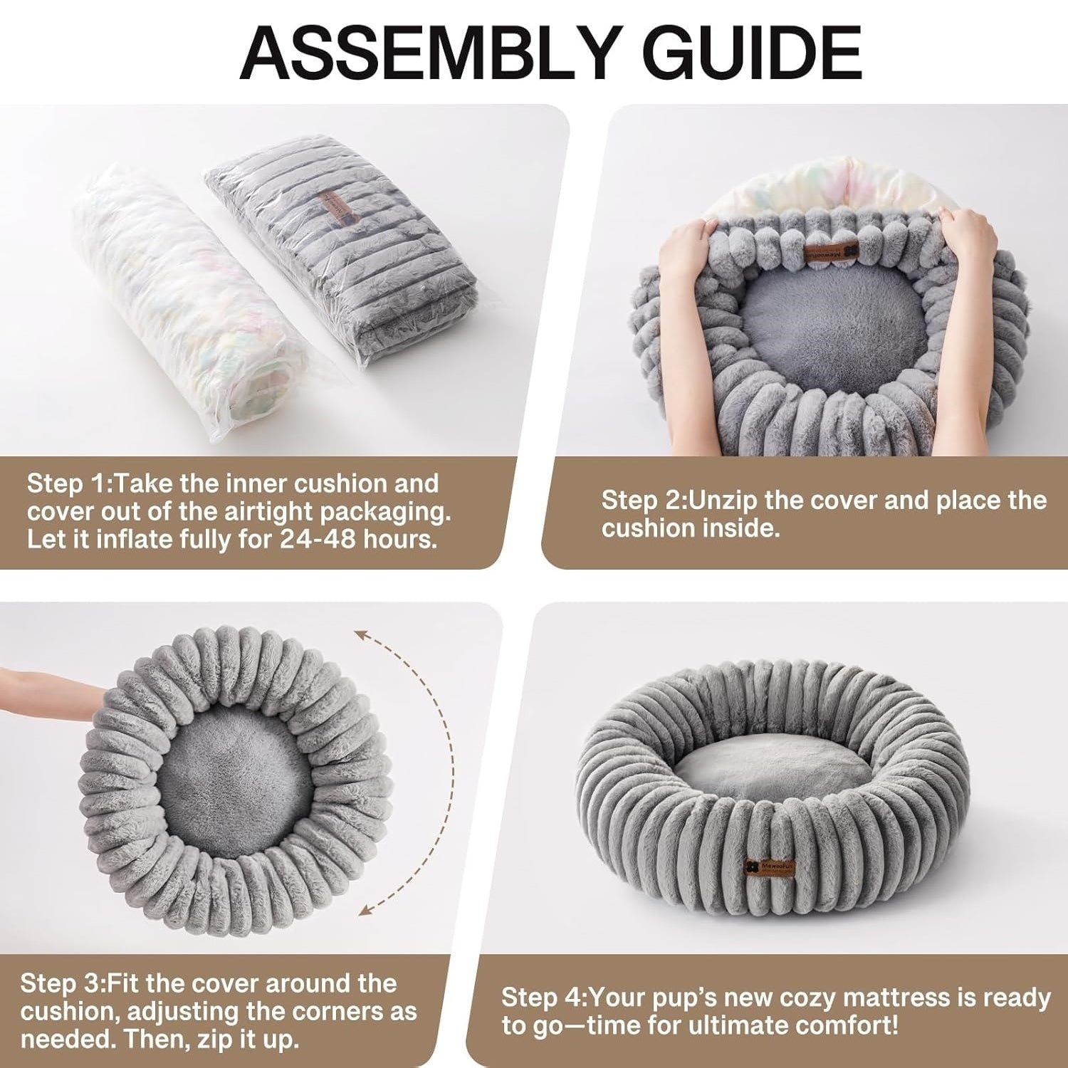 Donut Cat Bed - Washable Round Pet Bed for Indoor Cats, Kittens, and Puppies - Woofcuties