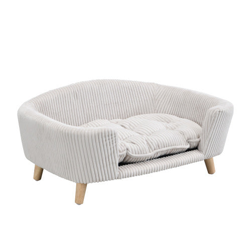 Elevated Pet Perch - Opulent Corduroy Couch for Small Dogs - Woofcuties