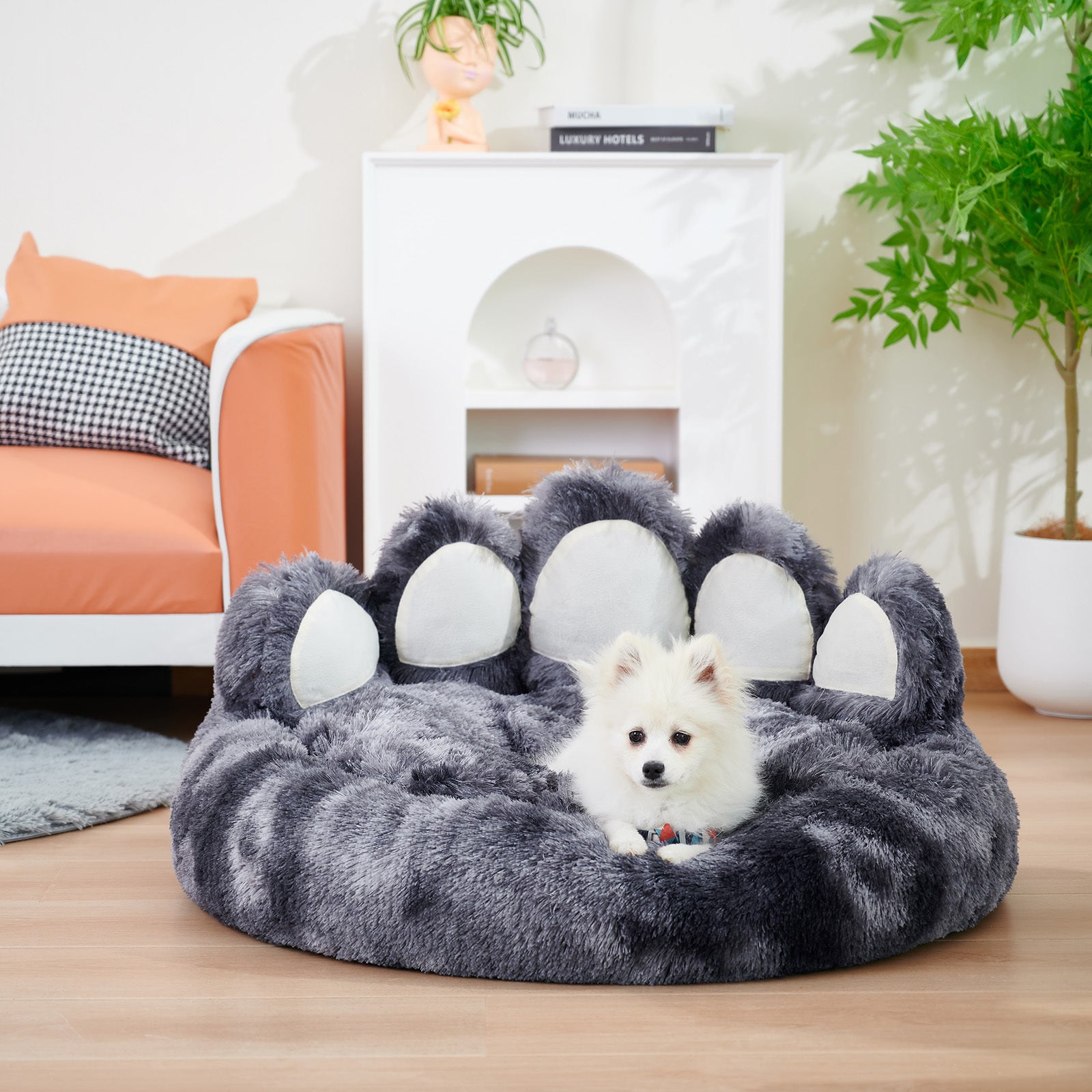 Cute Bear Paw Shape Pet Bed - Cozy Plush Bed for Small to Medium Pets - Woofcuties