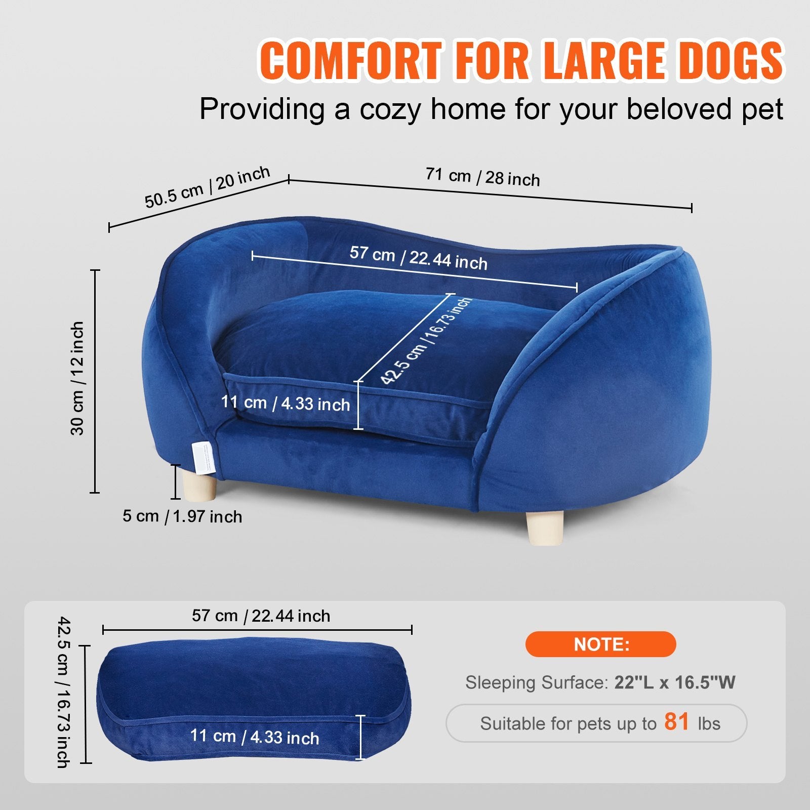 Majestic Pet Lounge - Sumptuous Velvet Sofa Haven for Medium Pets - Woofcuties