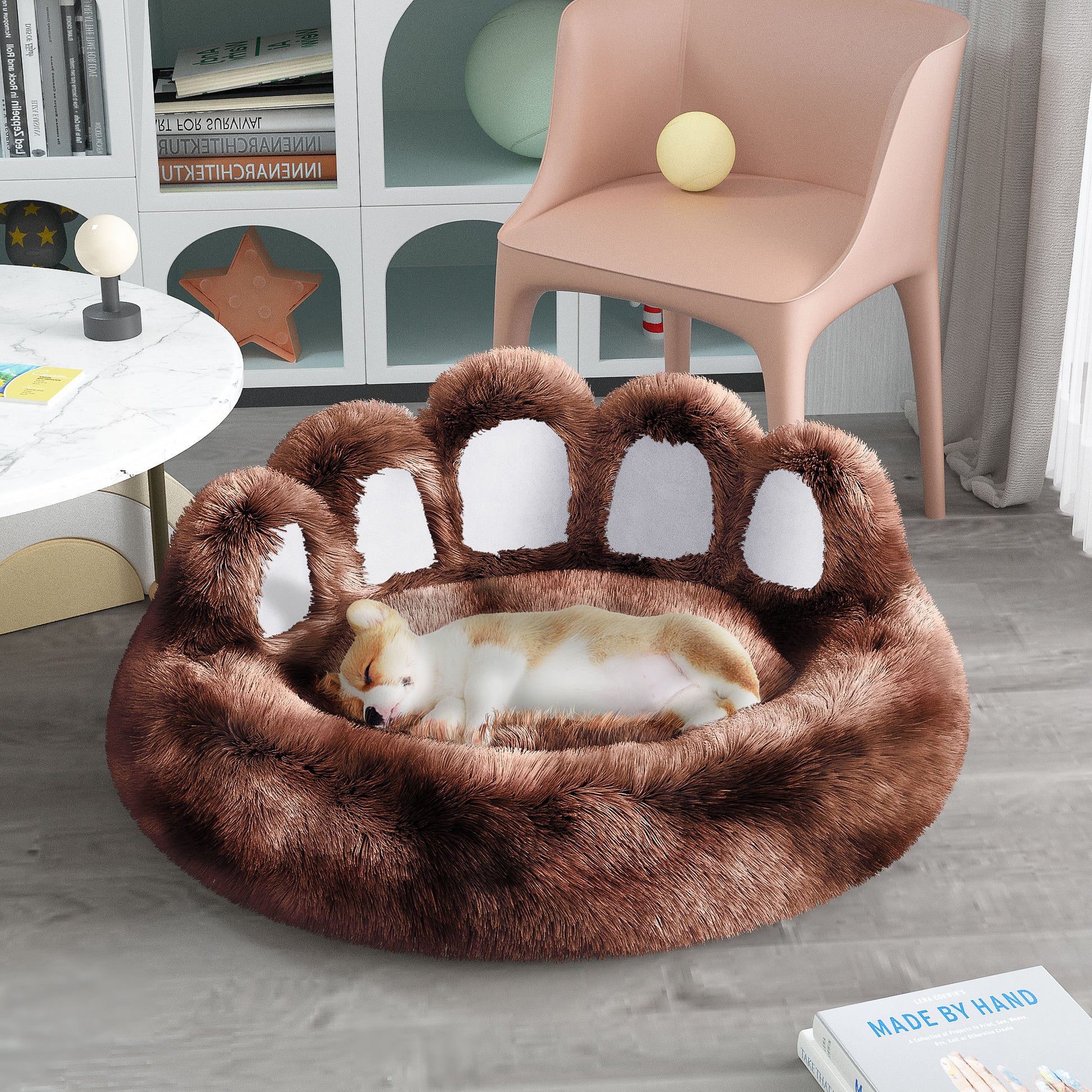 Cute Bear Paw Shape Pet Bed - Cozy Plush Bed for Small to Medium Pets - Woofcuties