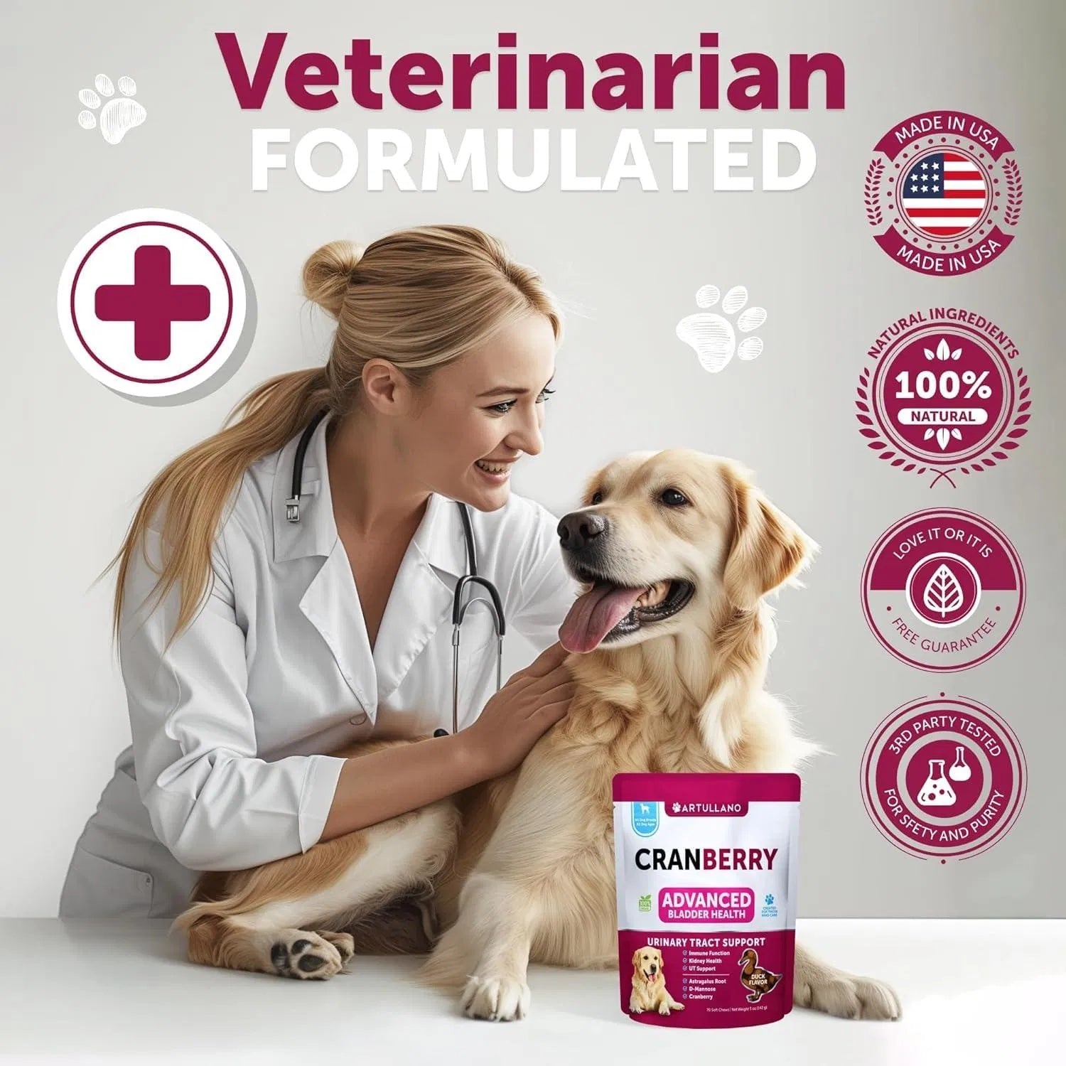 Cranberry UTI Relief Chews - Premium Bladder and Kidney Support for Dogs - Woofcuties