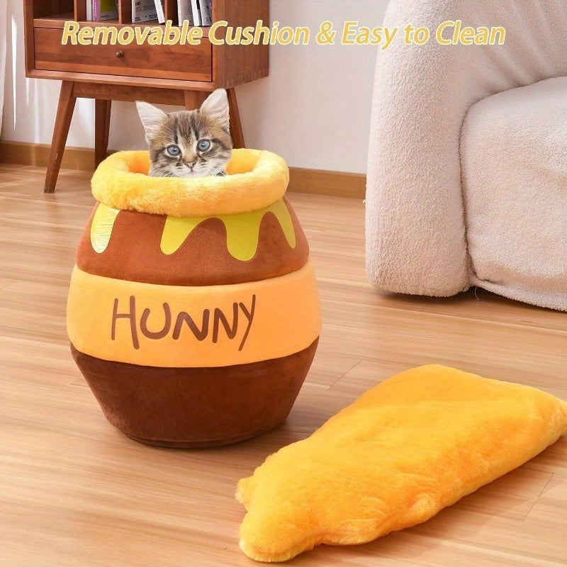 Luxury Honey Pot Cat Cave Bed - Machine Washable Cozy Pet Nest for Indoor Cats - Woofcuties