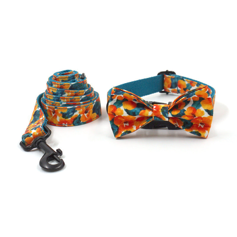 Tropical Hawaiian Dog Collar Leash Bow Set - Woofcuties