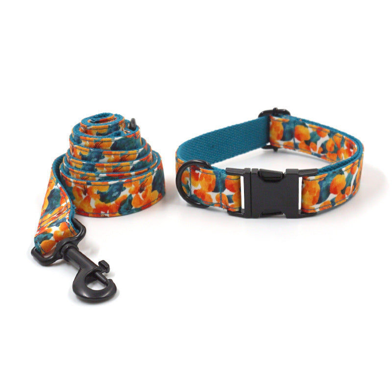 Tropical Hawaiian Dog Collar Leash Bow Set - Woofcuties