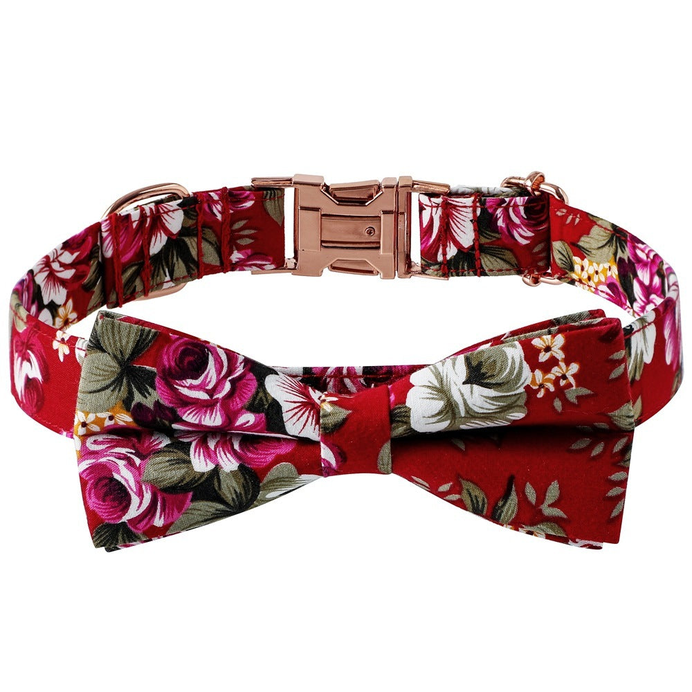 Elegant Cotton Rose Gold Buckle Dog Collar - Woofcuties