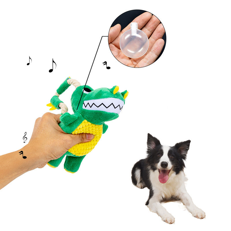 Dinosaur Plush Sounding Chew Toy - Soft Interactive Pet Toy with Squeaker - Woofcuties