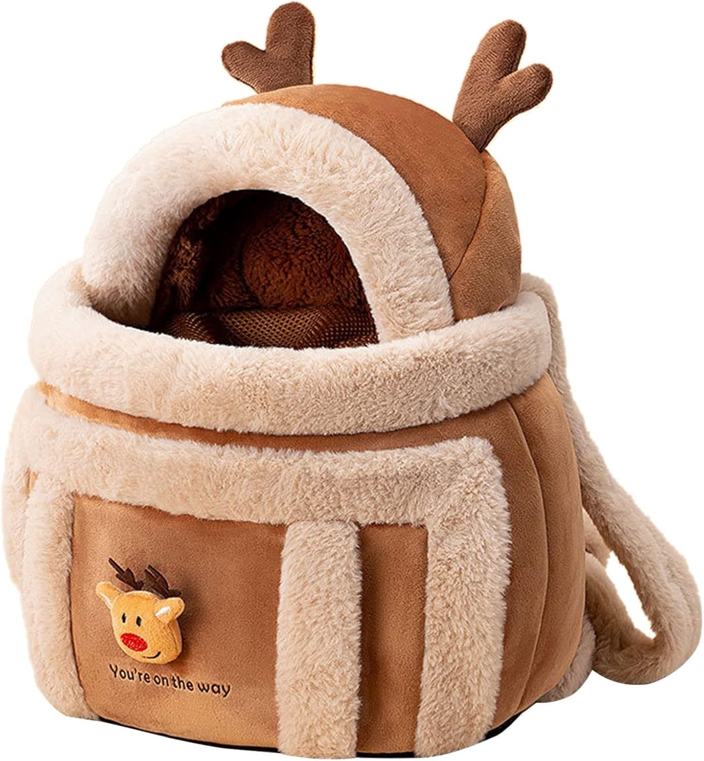 Luxuriant Plush Reindeer Pet Carrier - Woofcuties