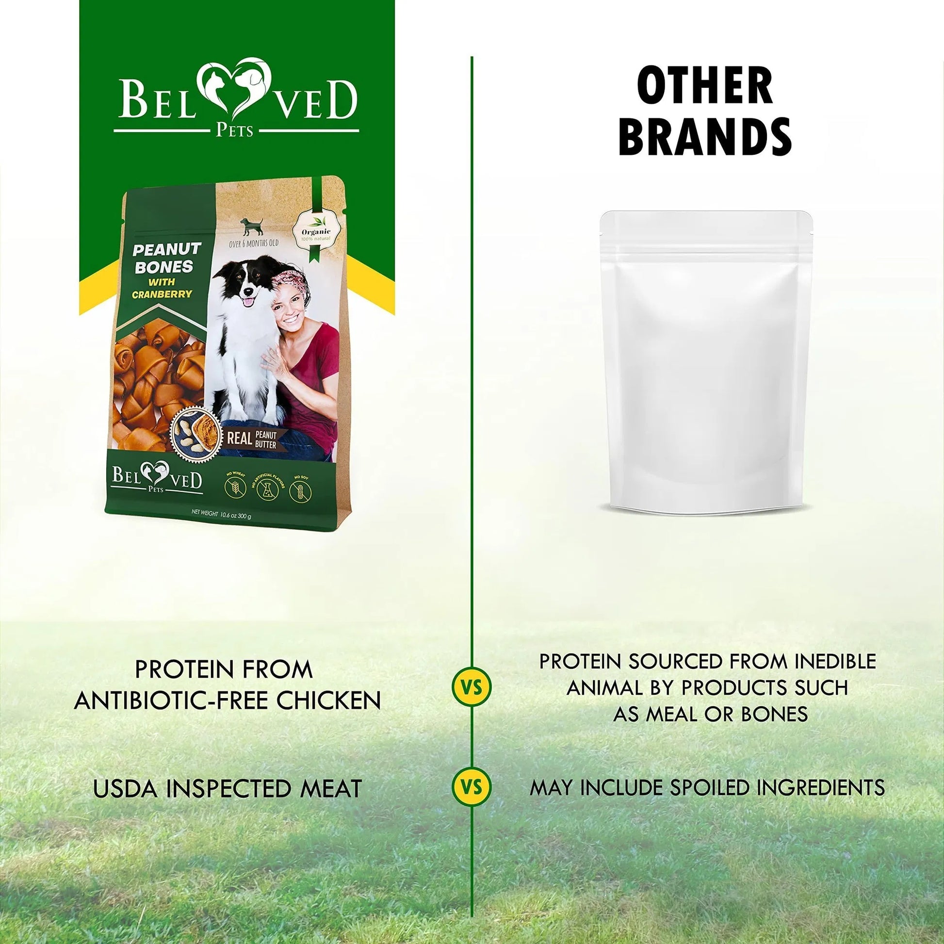 Premium Peanut Butter Cranberry Bones - Premium Rawhide-Free Collagen Chews - Woofcuties
