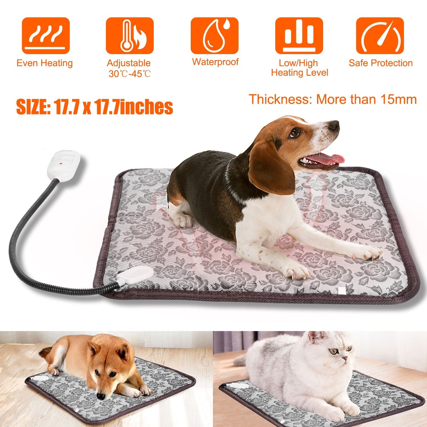 Plush Pet Heating Pad - Lavish Electric Warming Mat for Dogs and Cats - Woofcuties