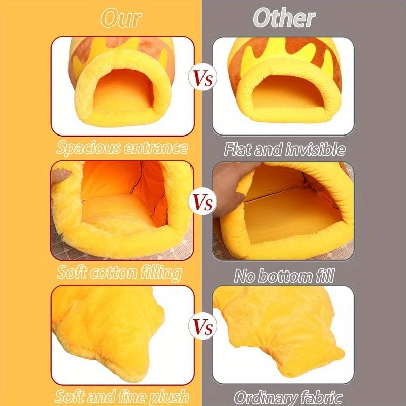 Luxury Honey Pot Cat Cave Bed - Machine Washable Cozy Pet Nest for Indoor Cats - Woofcuties