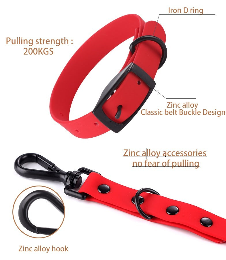 Pristine Silicone Pet Ensemble - Luxuriant Waterproof Collar and Leash Set - Woofcuties