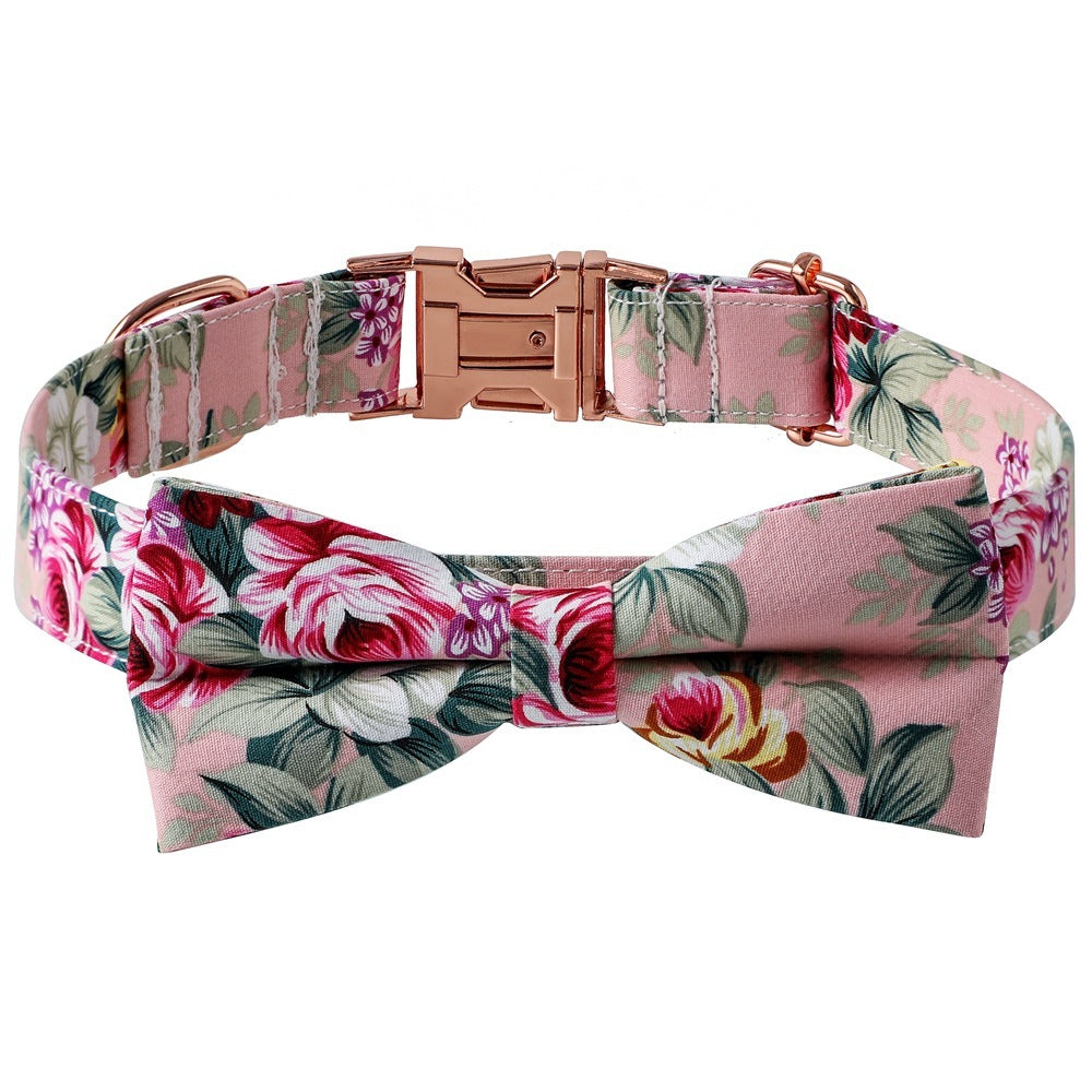 Elegant Cotton Rose Gold Buckle Dog Collar - Woofcuties