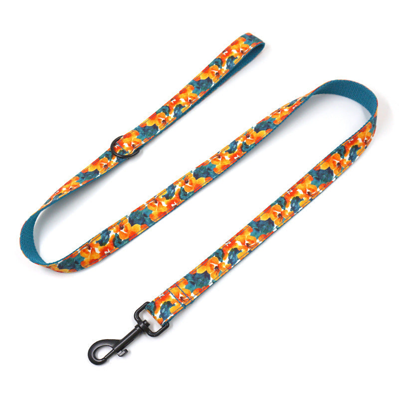 Tropical Hawaiian Dog Collar Leash Bow Set - Woofcuties