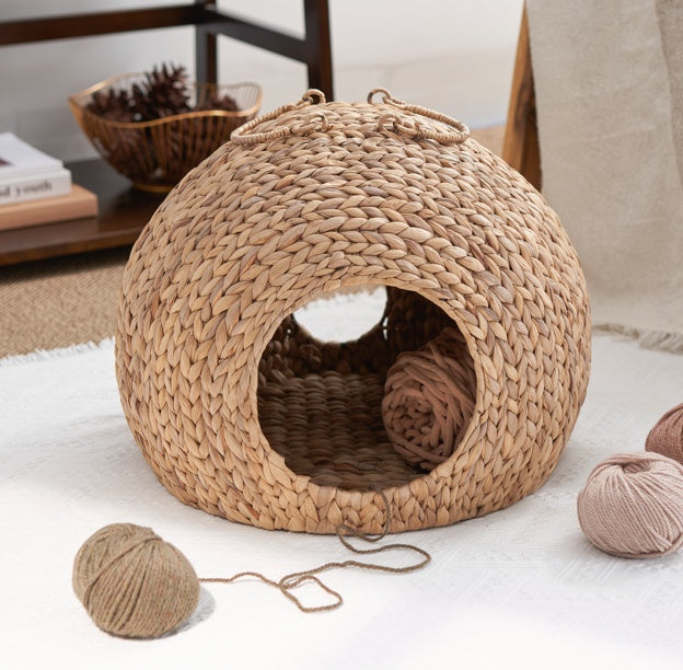 WoofCuties Weaving Rattan Circular Cat Bed - Woofcuties