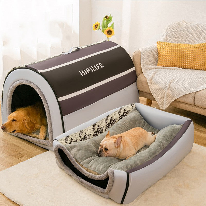 Warm Dog Haven - Regal Autumn and Winter Kennel for Medium to Large Breeds - Woofcuties