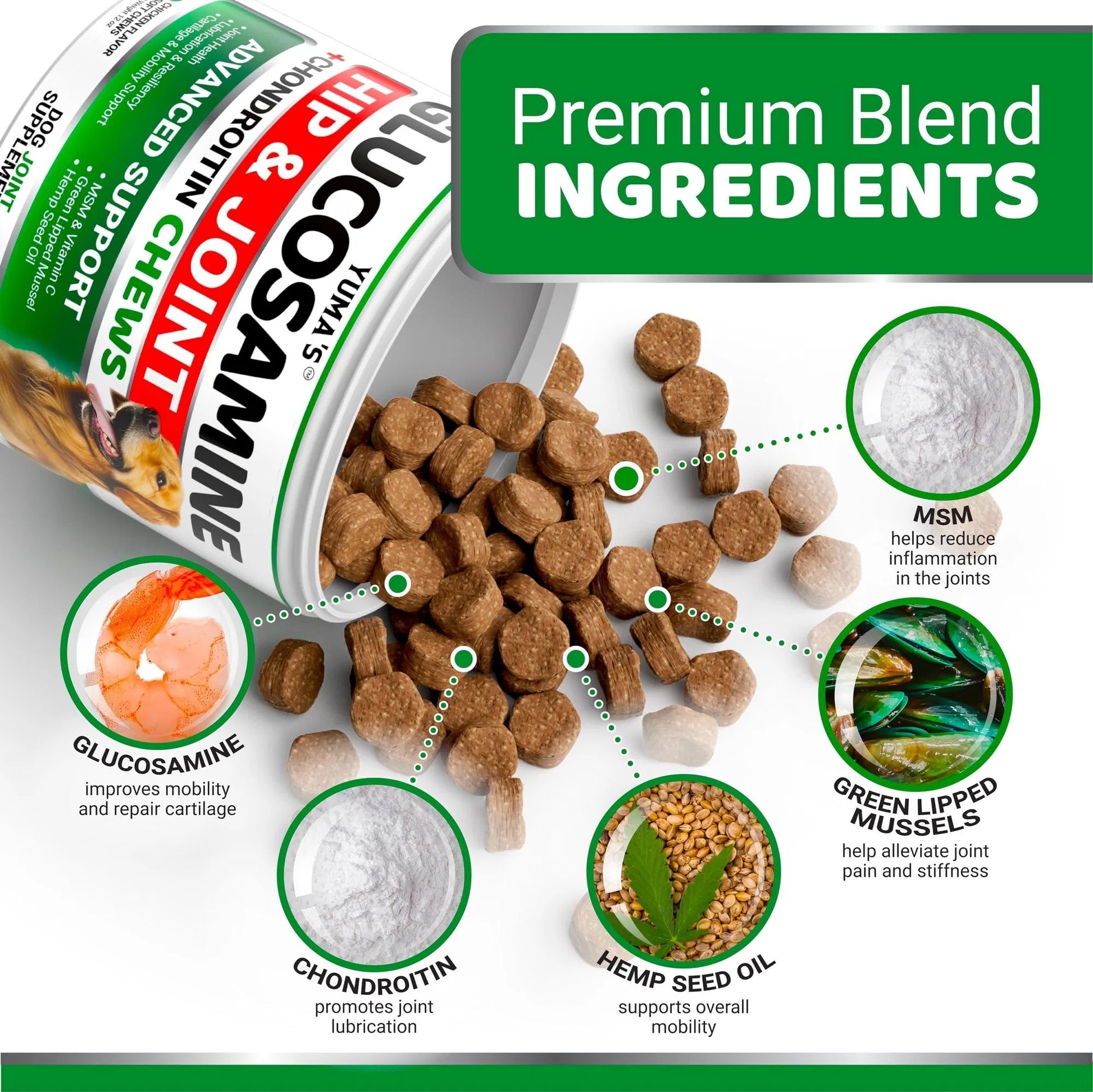 Glucosamine Joint Chews - Premium Hip and Joint Support for Dogs - Woofcuties