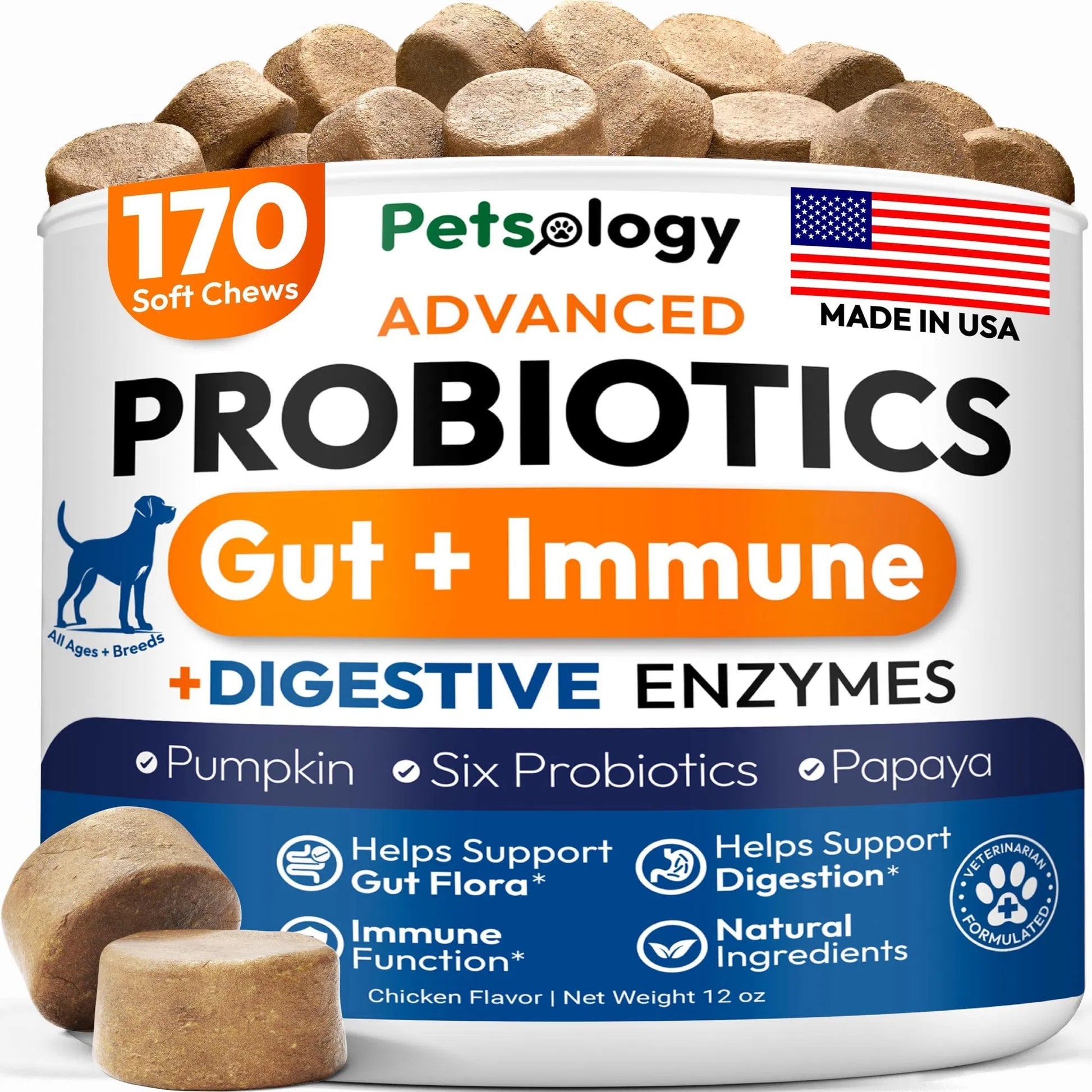 Deluxe Dog Probiotic Chews - Premium Digestive Health Support with Enzymes - Woofcuties
