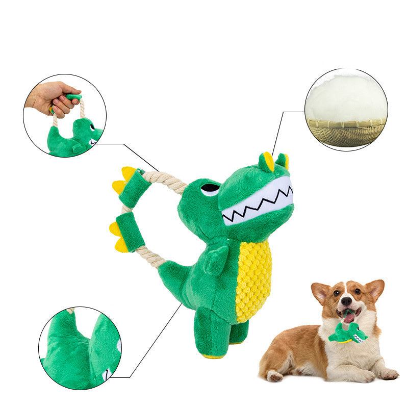 Dinosaur Plush Sounding Chew Toy - Soft Interactive Pet Toy with Squeaker - Woofcuties