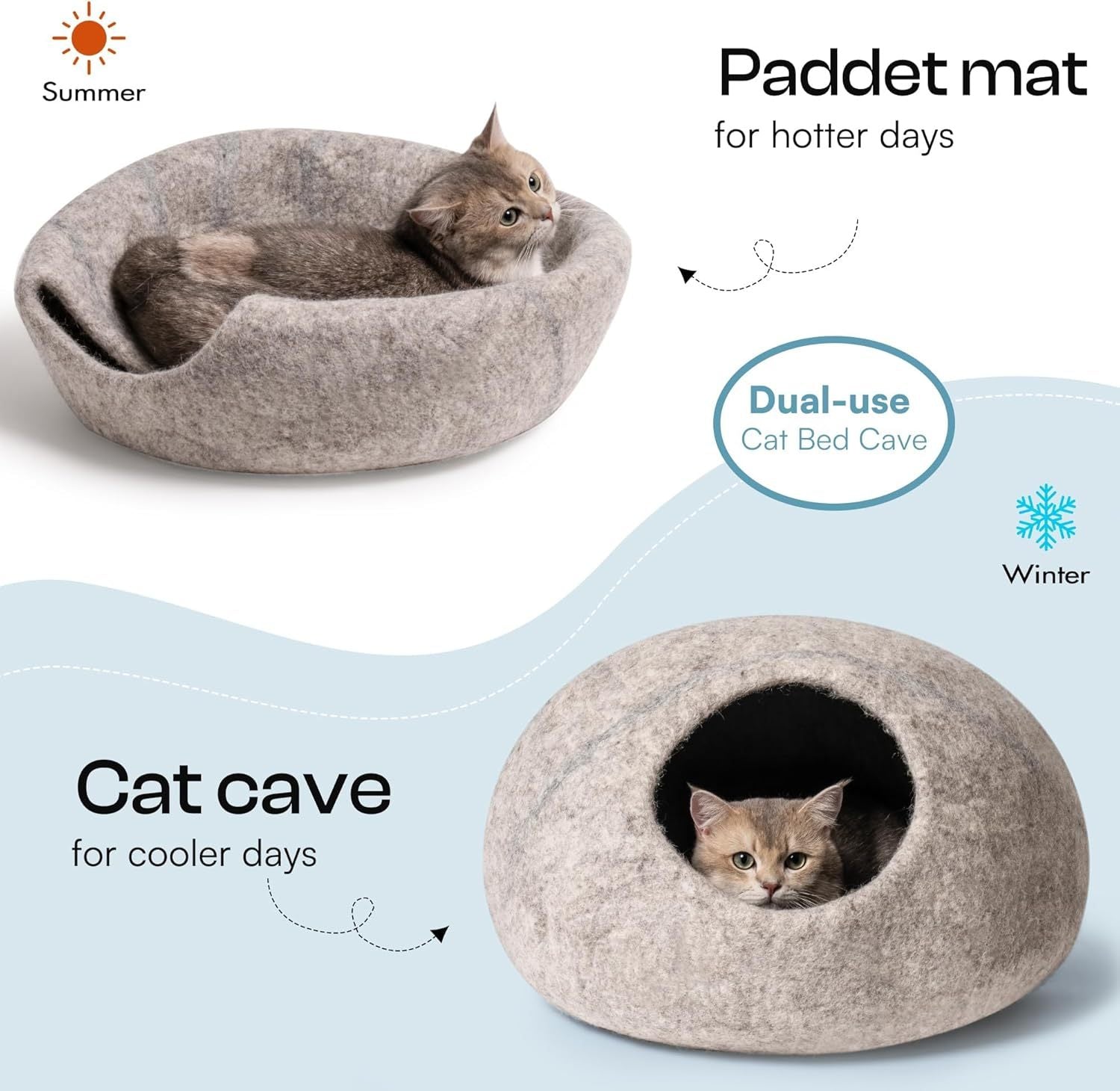 Luxurious Handmade Wool Cat Cave - Opulent Natural Haven for Indoor Cats - Woofcuties