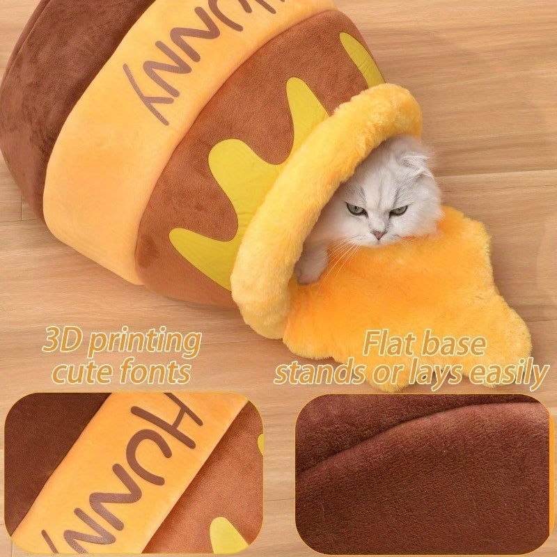 Luxury Honey Pot Cat Cave Bed - Machine Washable Cozy Pet Nest for Indoor Cats - Woofcuties