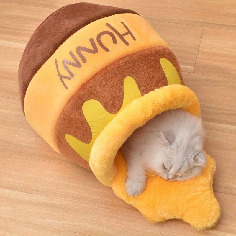 Luxury Honey Pot Cat Cave Bed - Machine Washable Cozy Pet Nest for Indoor Cats - Woofcuties