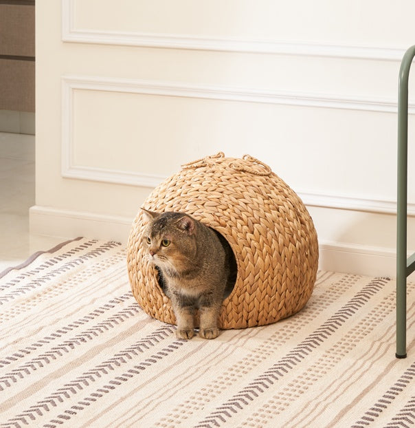WoofCuties Weaving Rattan Circular Cat Bed - Woofcuties