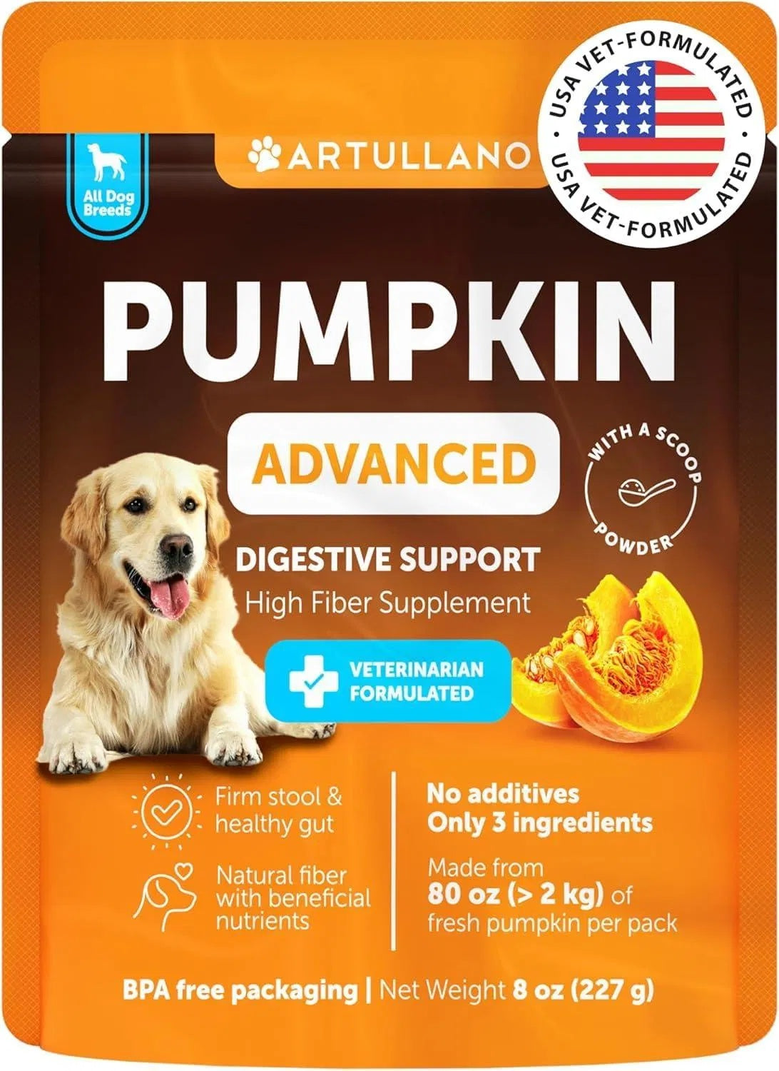 Pumpkin Powder for Dogs - Premium Digestive Fiber Support - Woofcuties