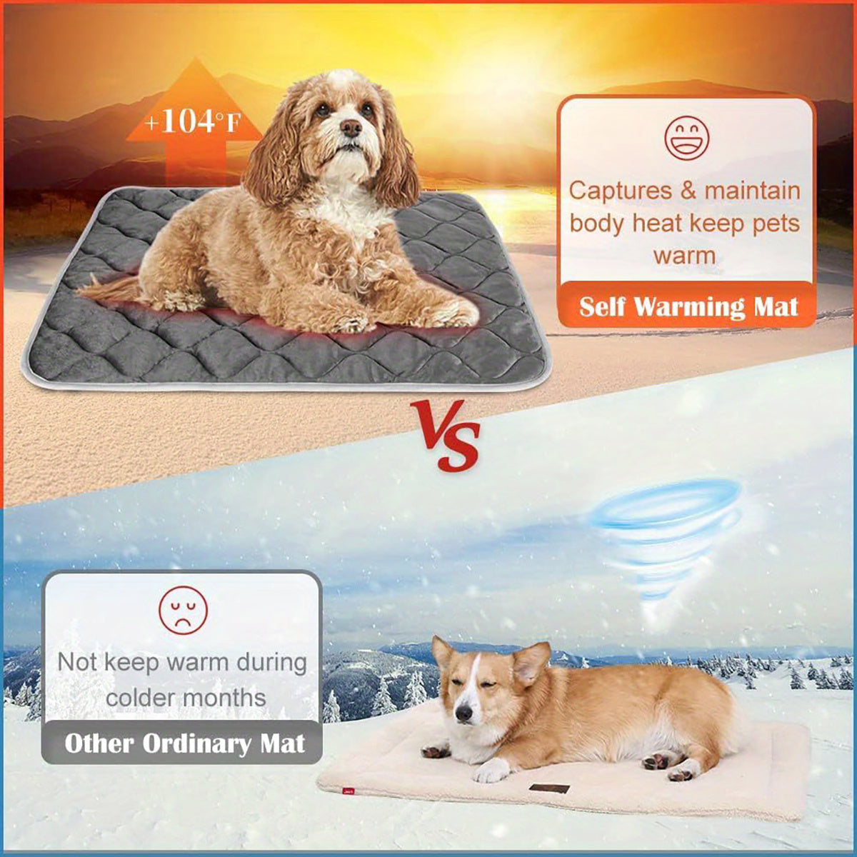 Self-Heating Thermal Pet Pad - Premium Extra Warm Bed for Cats and Dogs - Woofcuties