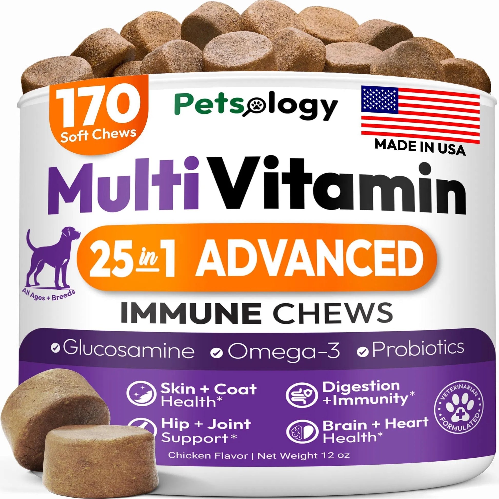 Top-Grade Multivitamin Chewable Treats - Premium Dog Vitamins with Glucosamine - Woofcuties