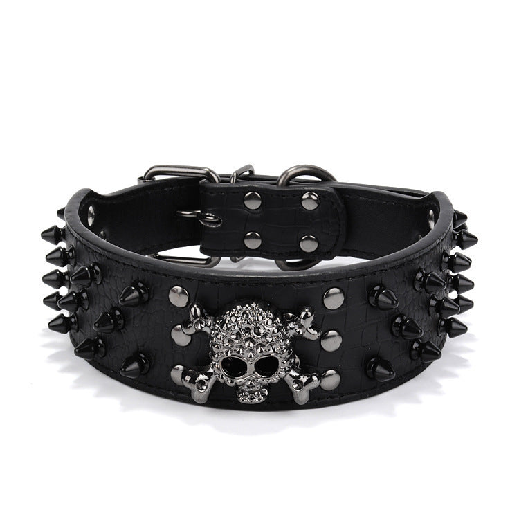 Edgy Skull Round-Head Nail Pet Collar - Woofcuties