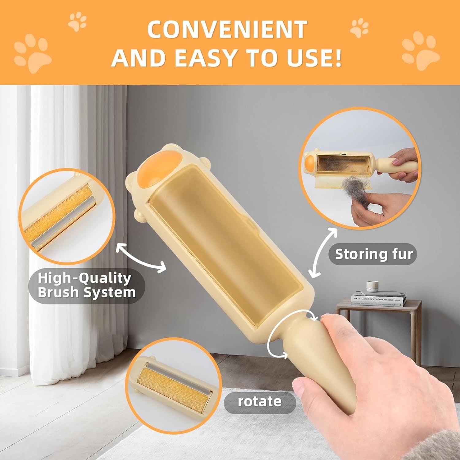 Pet Hair Remover with Self-Cleaning Base - Premium Fur Removal Tool - Woofcuties