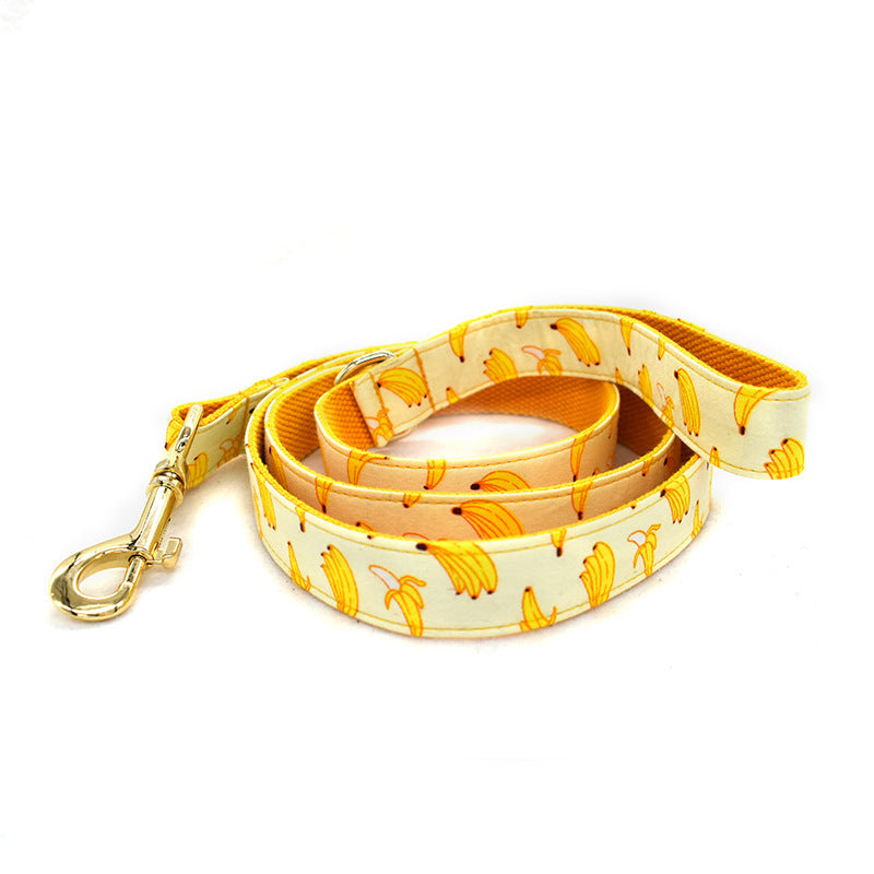 Sunny Yellow Banana Pet Collar and Leash Set - Woofcuties