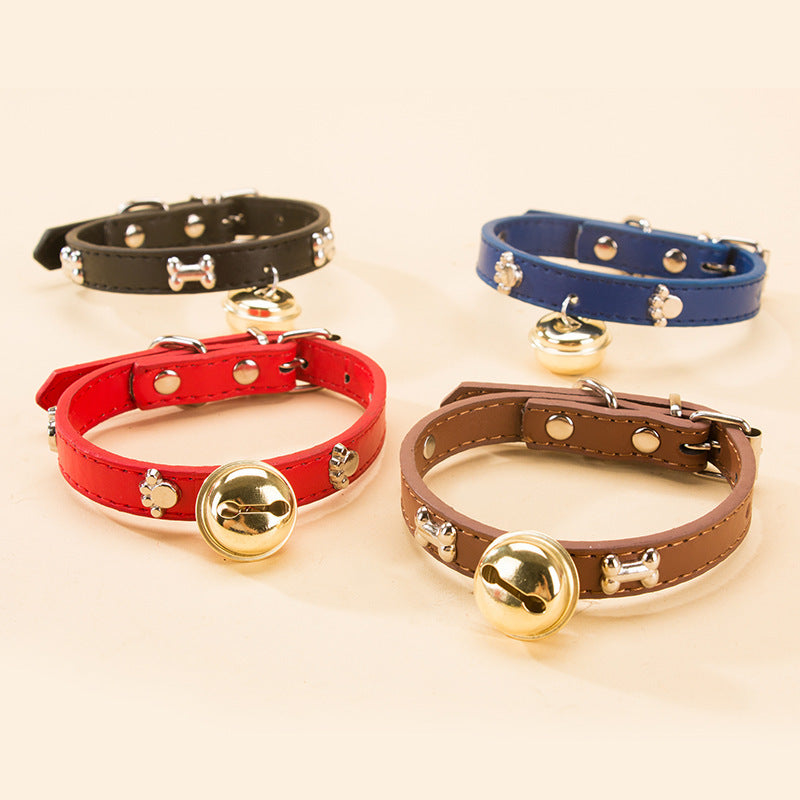 New Pet Claw Print Bone Alloy Bell Collar - Woofcuties