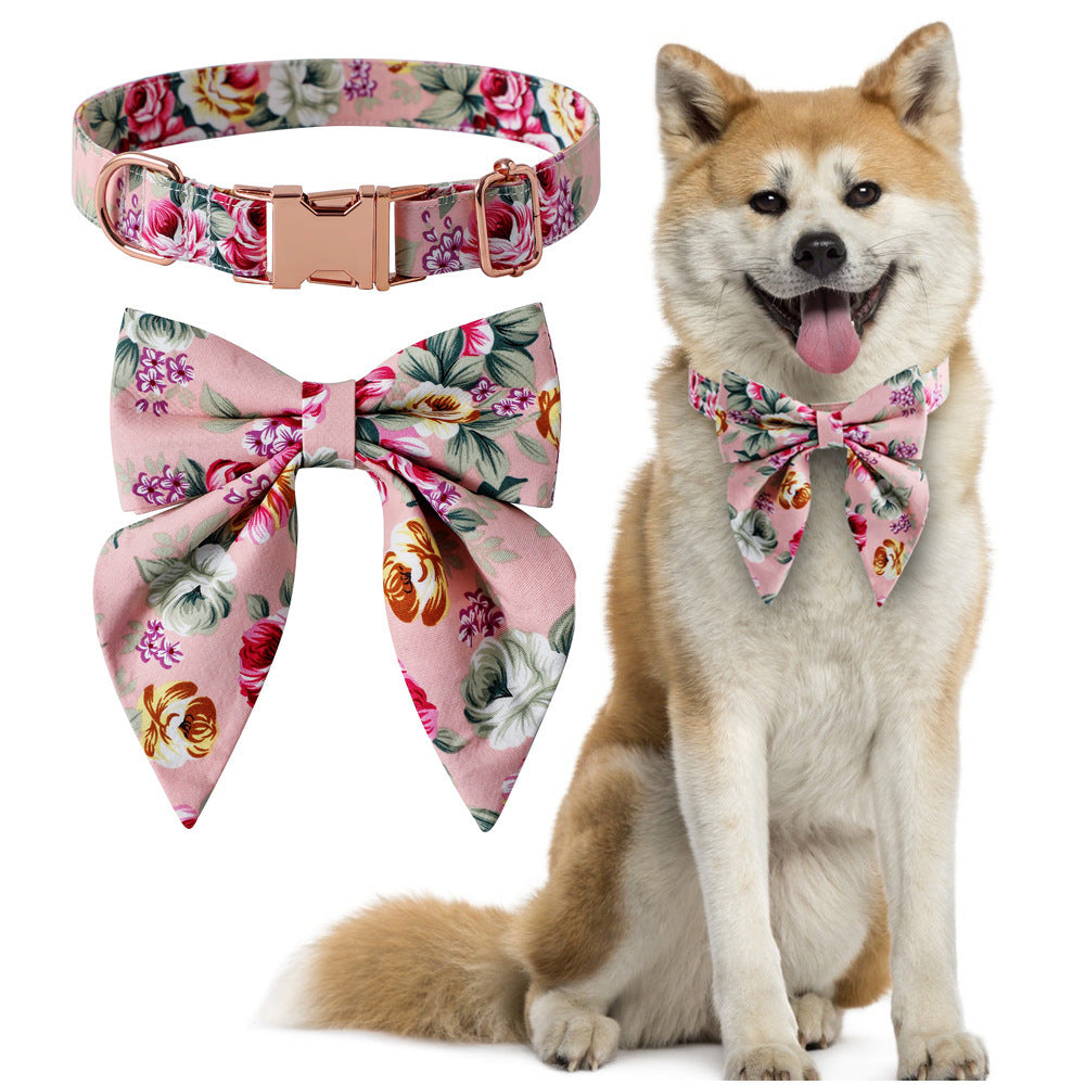 Elegant Cotton Rose Gold Buckle Dog Collar - Woofcuties