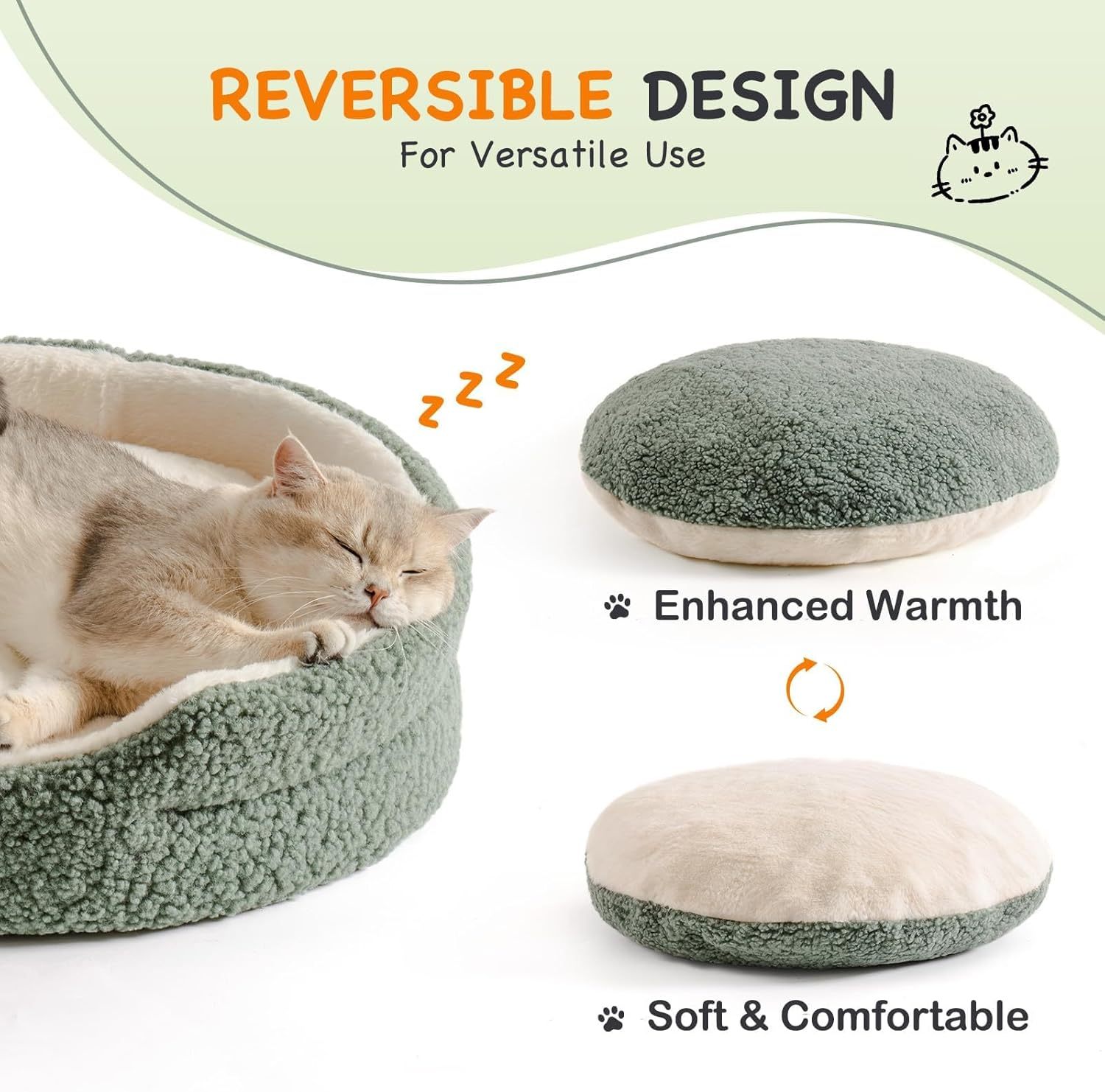 Washable Orthopedic Pet Bed - 23x23x7 Inch Round Plush Bed for Cats and Small Dogs - Woofcuties