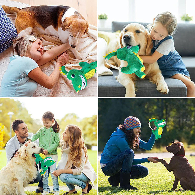 Dinosaur Plush Sounding Chew Toy - Soft Interactive Pet Toy with Squeaker - Woofcuties