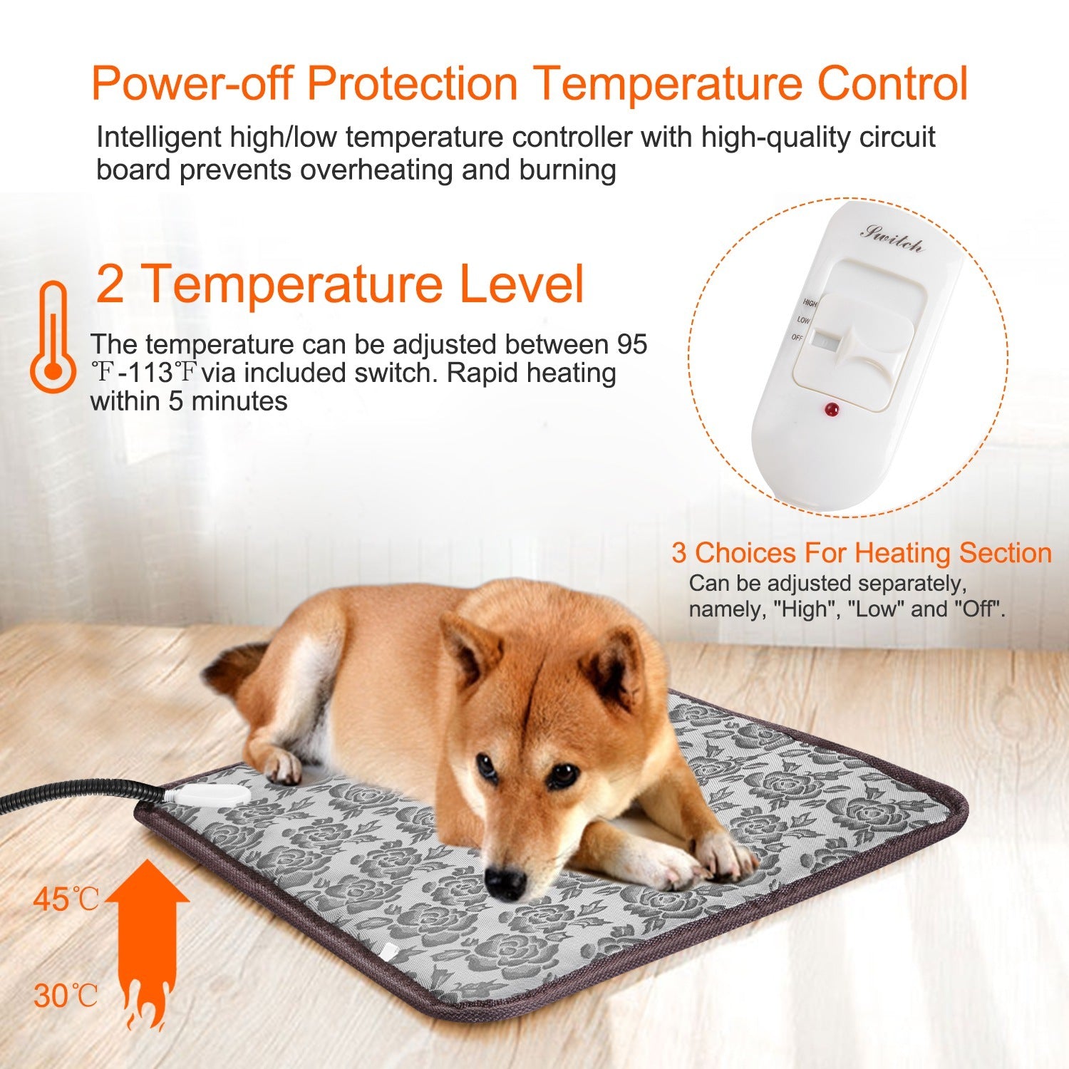 Plush Pet Heating Pad - Lavish Electric Warming Mat for Dogs and Cats - Woofcuties